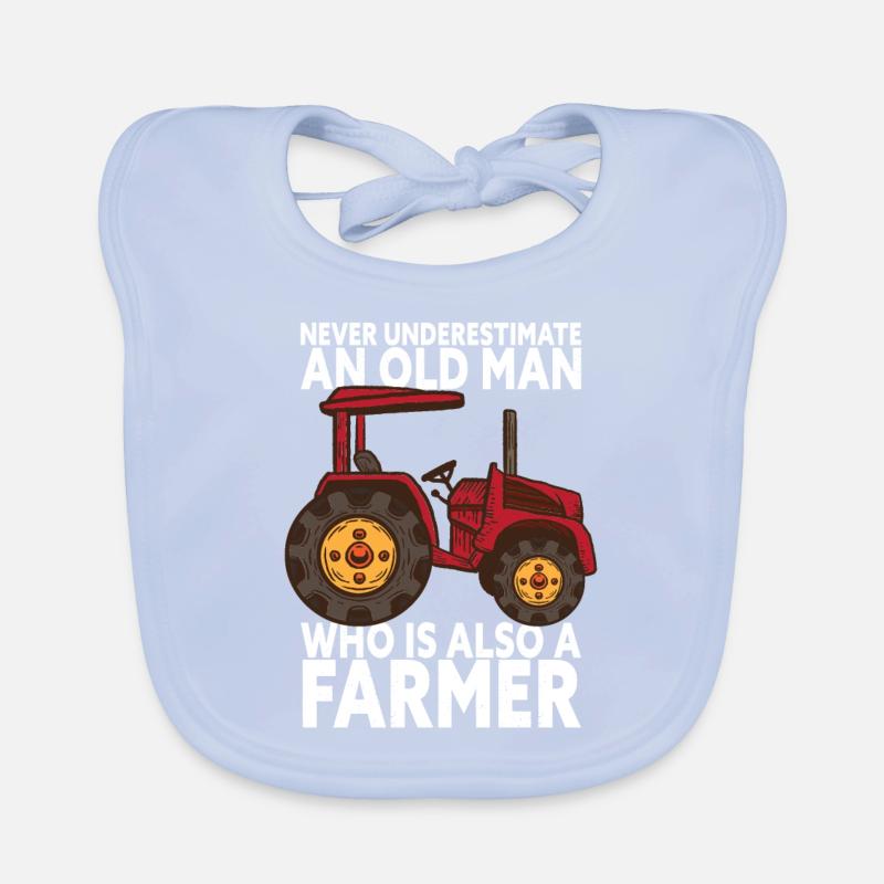 Never Underestimate An Old Man - Funny Farmer Organic Baby Bibs