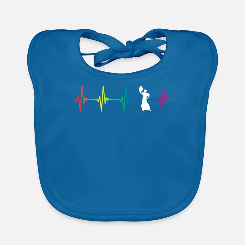 Flamenco Rainbow Heartbeat - Bavoir bio Bébé - bleu paon
