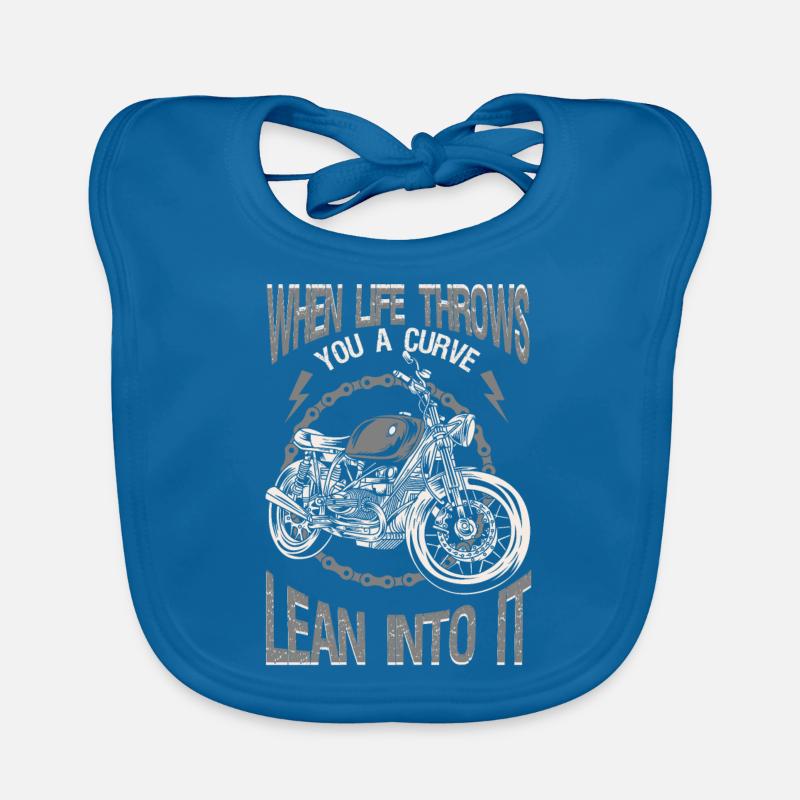 Life Throws Curve Lean Into It Motorcycles Biker Organic Baby Bibs