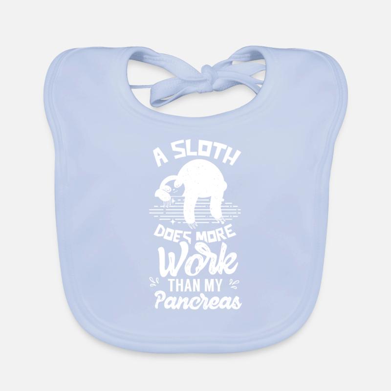 A sloth works More Than Pancreas Organic Baby Bibs