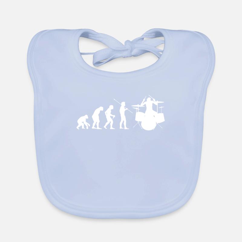 Human Evolution Drum Musician Drummer Organic Baby Bibs