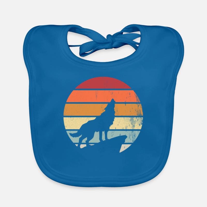 Retro Wölfe Wolf Geschenk Geschenkidee Baby Bio-Lätzchen