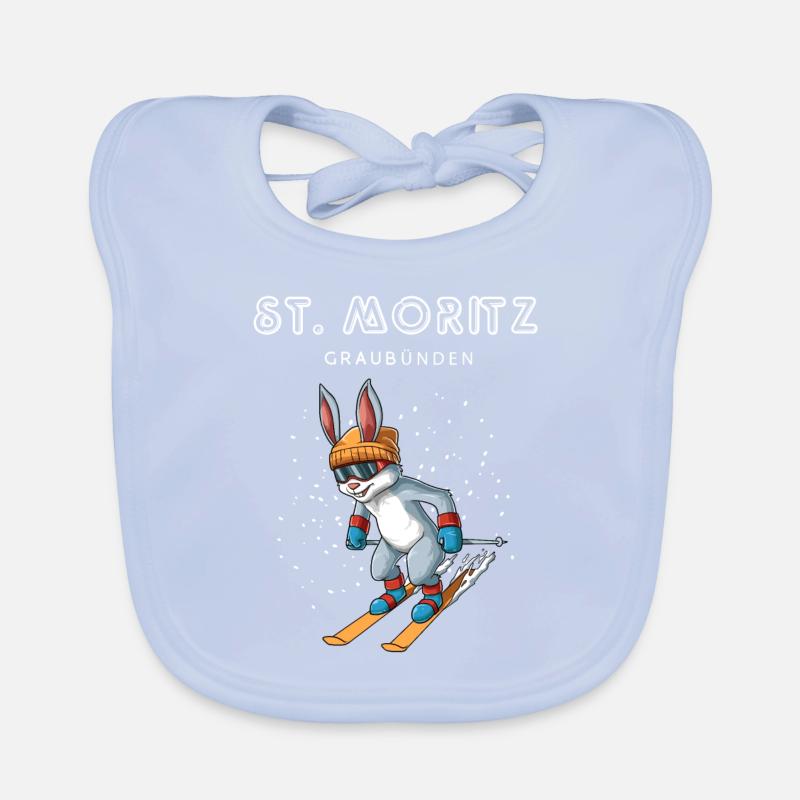 Sankt Moritz Graubünden Schweiz Retro Ski Hase Baby Bio-Lätzchen