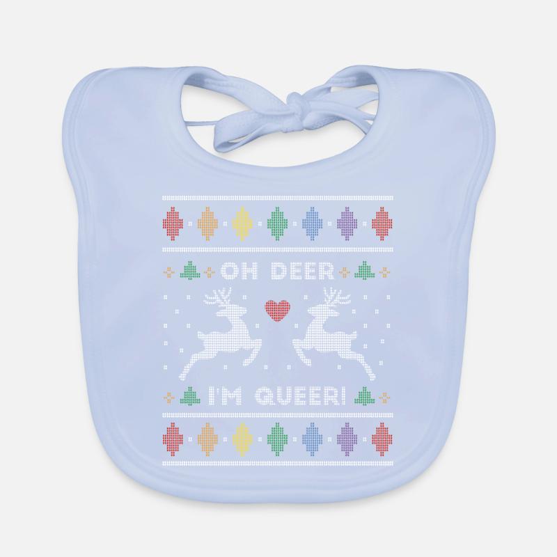 Oh Deer je suis Queer Drôle Moche Pull de Noël Laid Bavoir bio Bébé