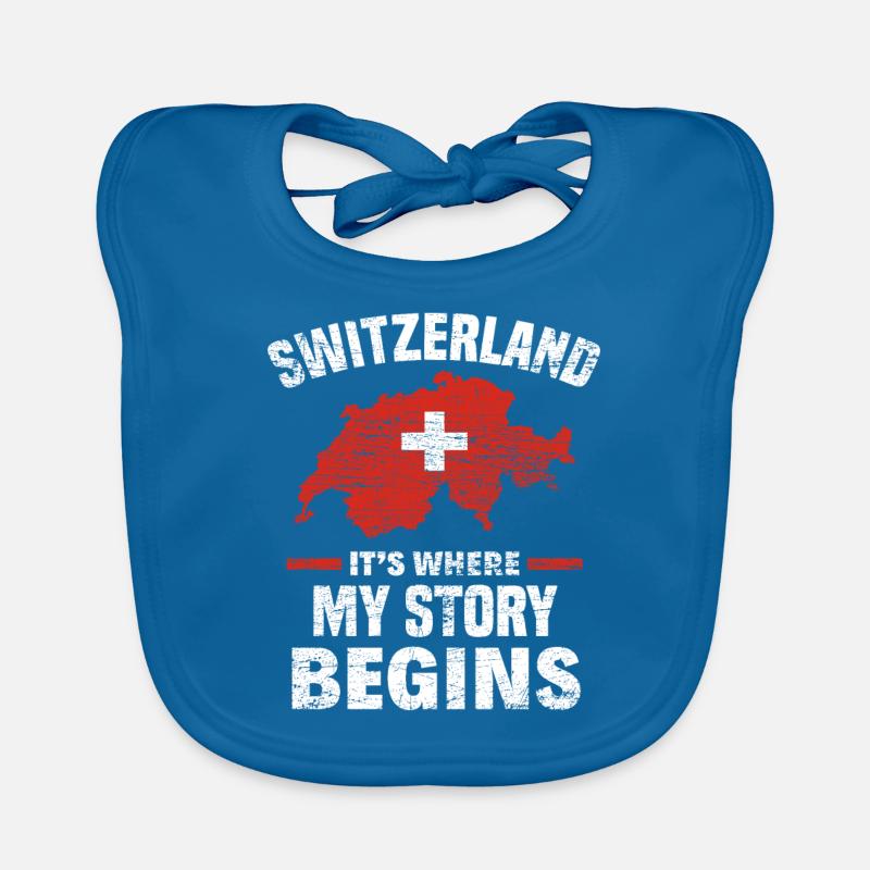 Suisse - Bavoir bio Bébé - bleu paon