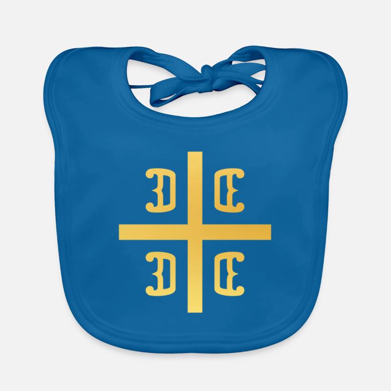Drapeau de la Serbie pour les Serbes Srbin Srbija - Bavoir bio Bébé - bleu paon