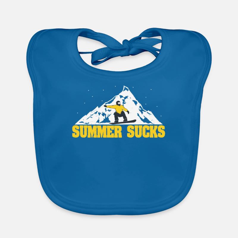 Summer Sucks Snowy Mountains Snowboard Organic Baby Bibs
