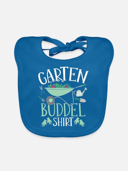 Offizielles Garten Buddelshirt - Baby Bio-Lätzchen - Pfauenblau