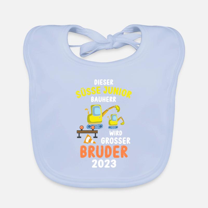 Großer Bruder 2023 Junior Bauherr Bagger Baby Bio-Lätzchen