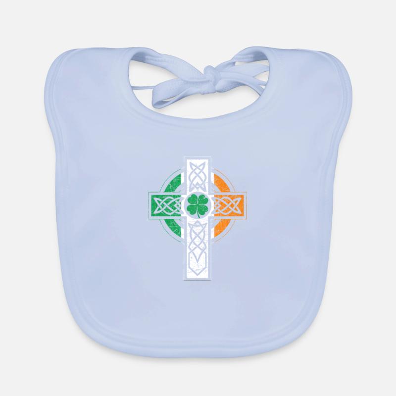 Irish Celtic Knot Christian Cross Organic Baby Bibs