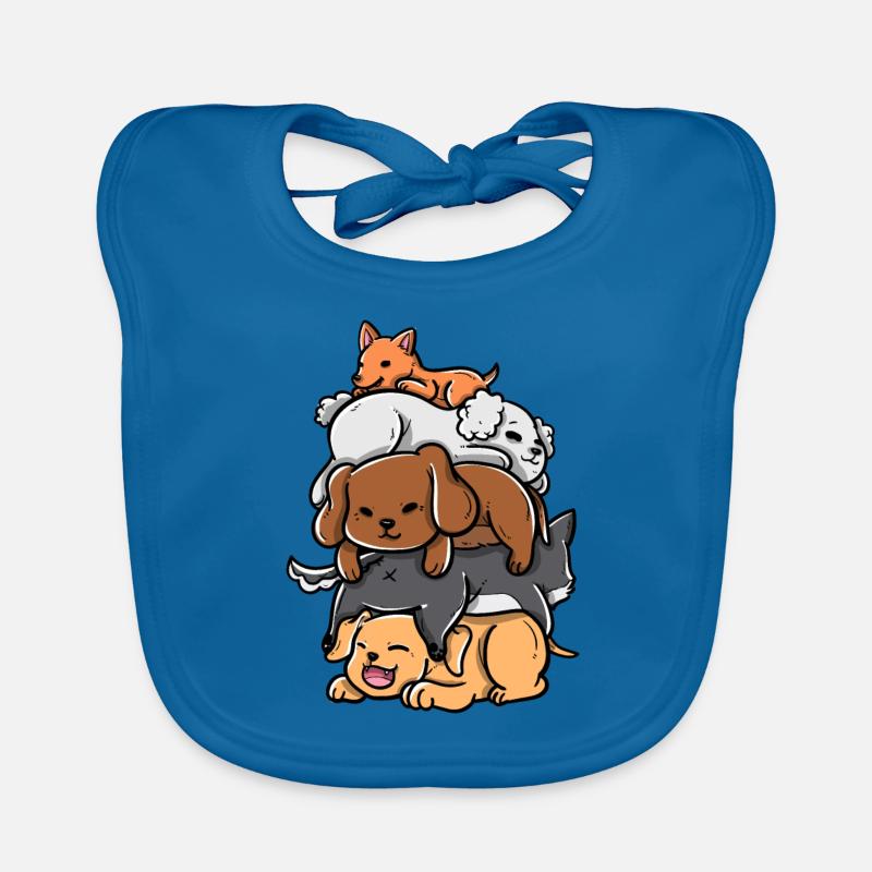 Sleeping Dogs Stack Anime Kawaii Puppy - Bavoir bio Bébé - bleu paon