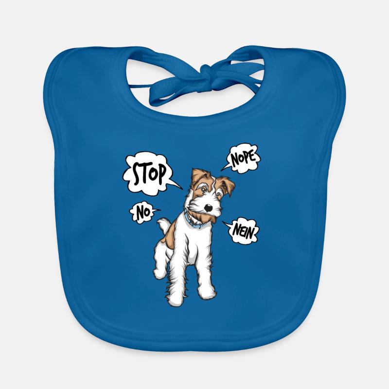 Drahthaar Foxterrier Glatthaar Foxterrier - Baby Bio-Lätzchen - Pfauenblau