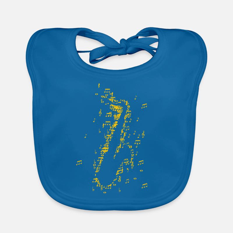Saxophone Saxophone Saxophone Saxophone - Bavoir bio Bébé - bleu paon
