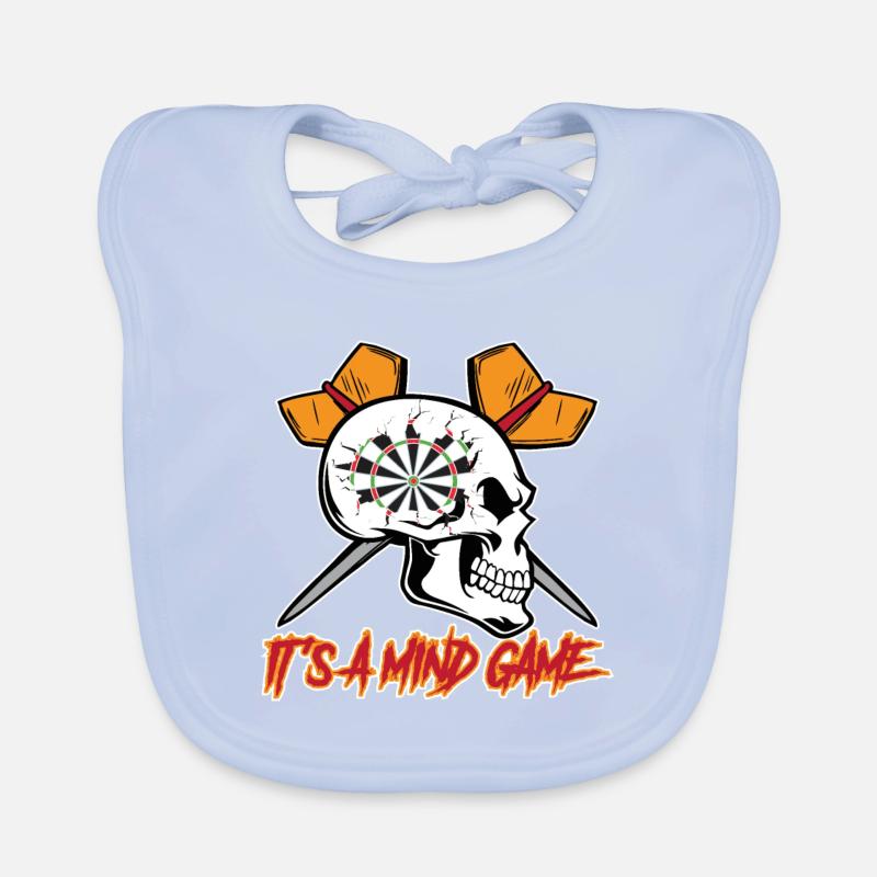 Dart Spruch It´s a Mind Game mit Dartpfeil Baby Bio-Lätzchen