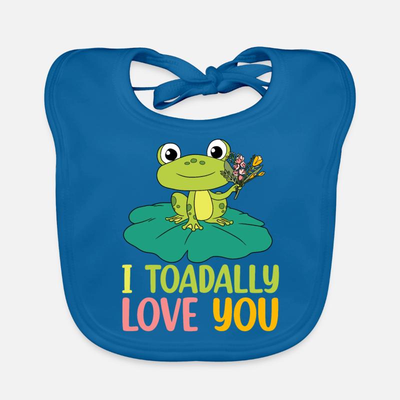 Grenouille - Bavoir bio Bébé - bleu paon