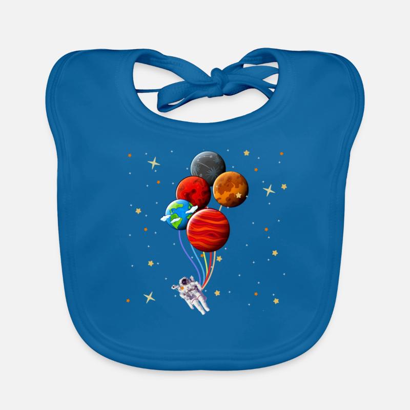 Astronaute Planètes Ballons Astronomie spatiale - Bavoir bio Bébé - bleu paon