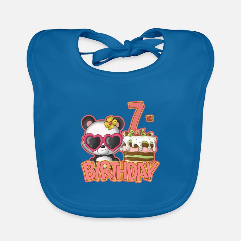 7. Geburtstag Mädchen Kuchen Panda Baby Bio-Lätzchen