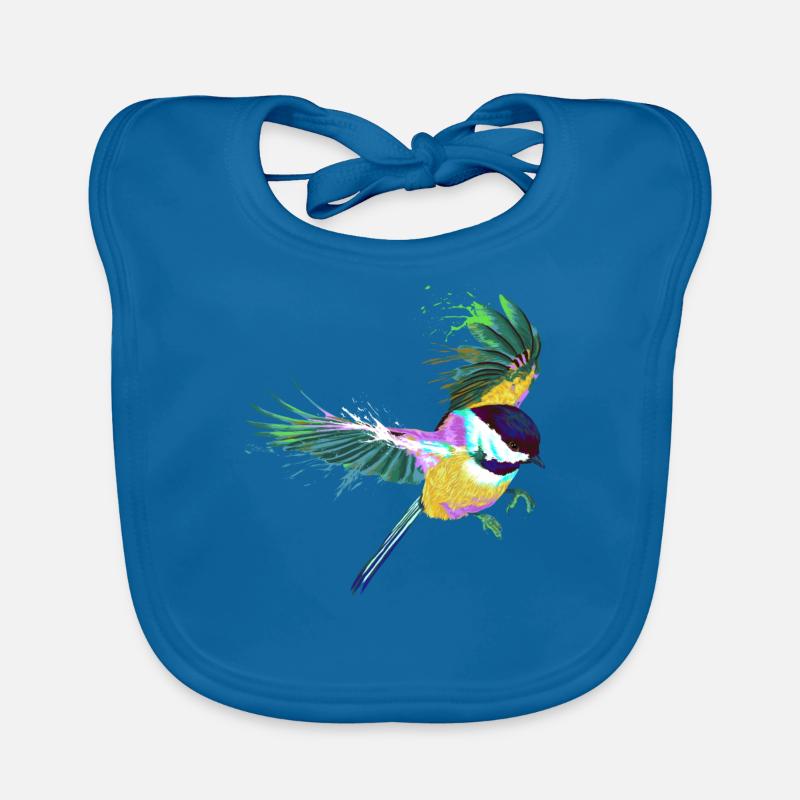 Bunter Splash Vogel Chickadee Baby Bio-Lätzchen