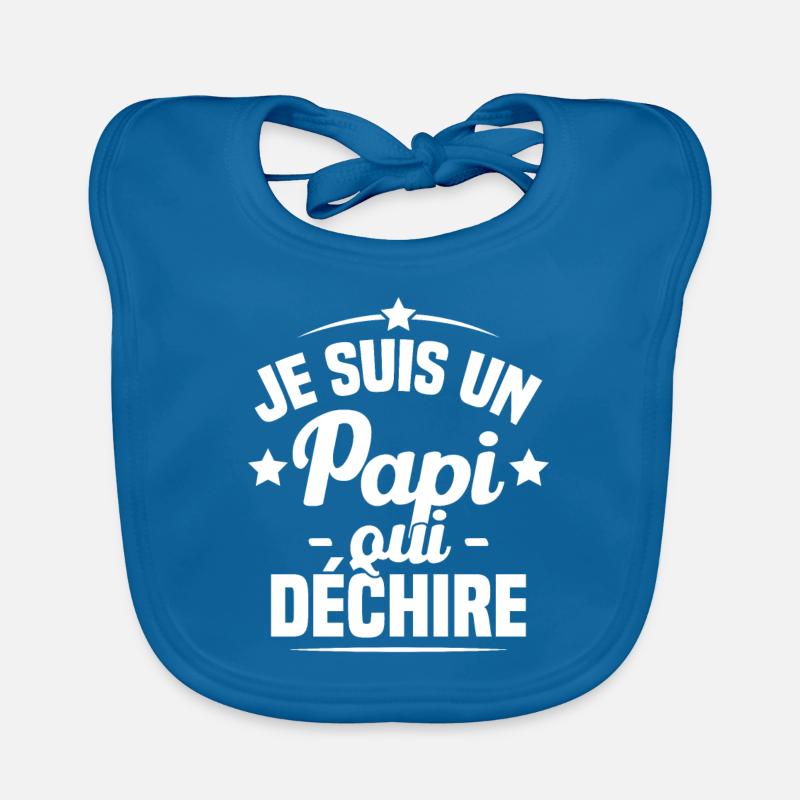 Je suis un papi qui déchire - Bavoir bio Bébé - bleu paon