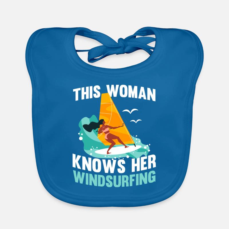 Planche à voile Windsurfen - Bavoir bio Bébé - bleu paon
