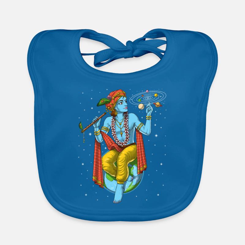 Seigneur hindou Krishna - Bavoir bio Bébé - bleu paon