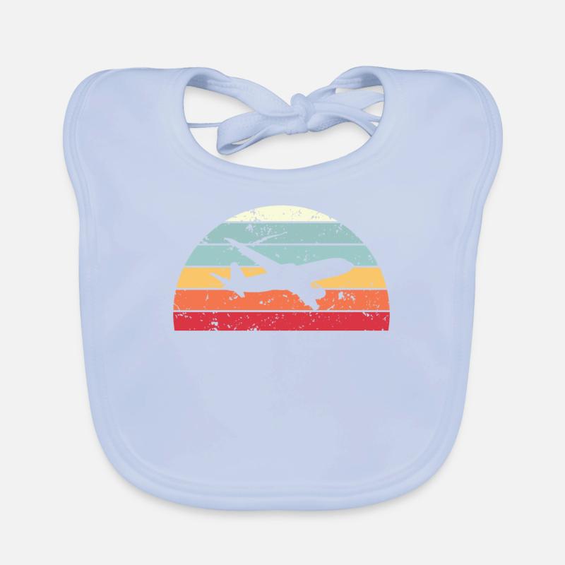 Retro Plane spotting Sunset Vintage plane Sunrise Organic Baby Bibs