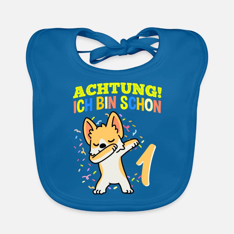 Achtung Ich Bin Schon 1 Geburtstag Corgi 2 Baby Bio-Lätzchen