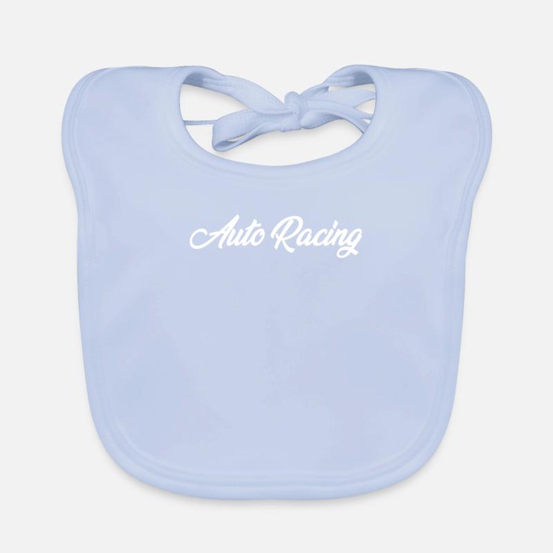 AUTO RACING CURSIVE TEXT NOVELTY HOBBY Organic Baby Bibs