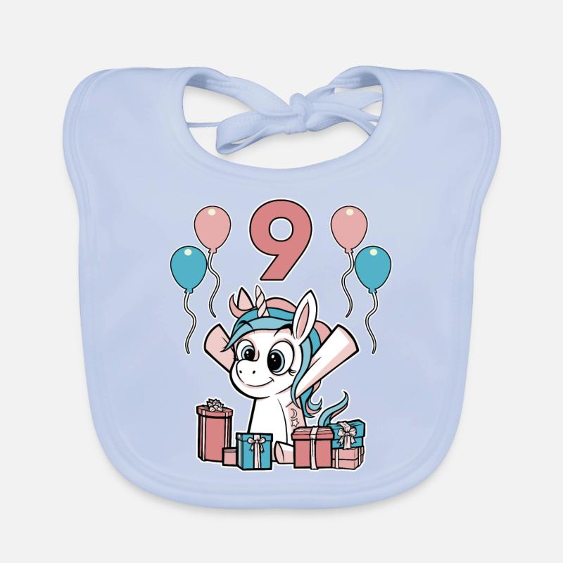 9 Jahre Einhorn Kindergeburtstag Mädchen Geschenk Baby Bio-Lätzchen