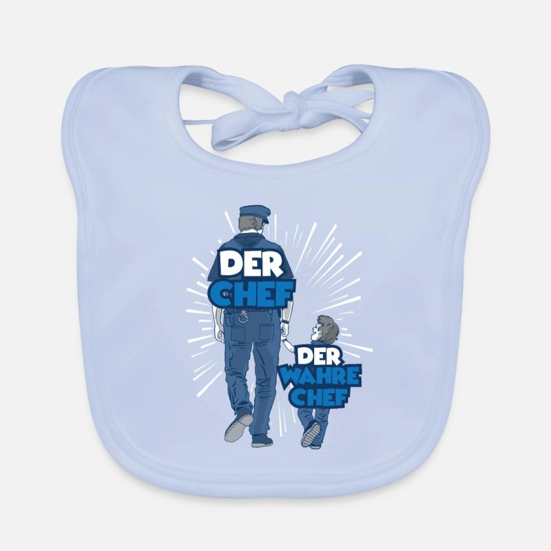 Polizei Papa Sohn Partnerlook Baby Bio-Lätzchen