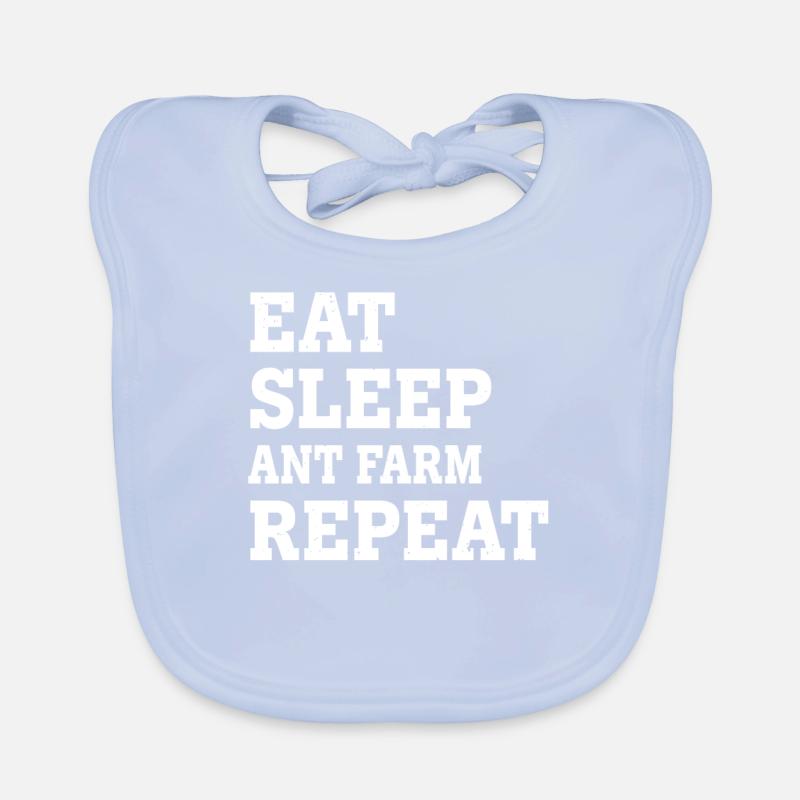 MANGER DORMIR FOURMI FERME RÉPÉTER DRÔLE SARCASTIQUE Bavoir bio Bébé