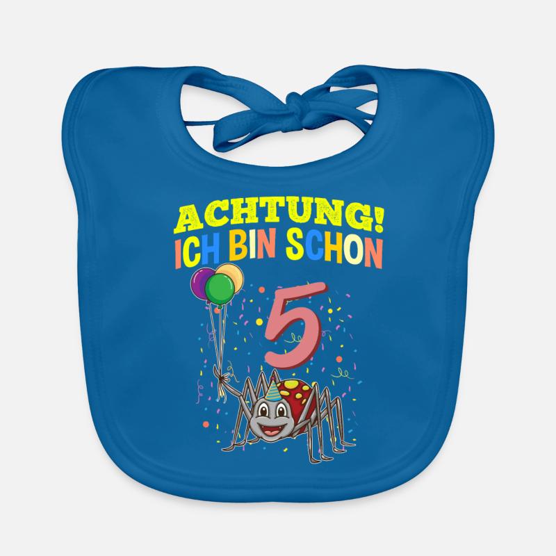 Achtung Ich Bin Schon 5 Tier Geburtstag Spinne Baby Bio-Lätzchen