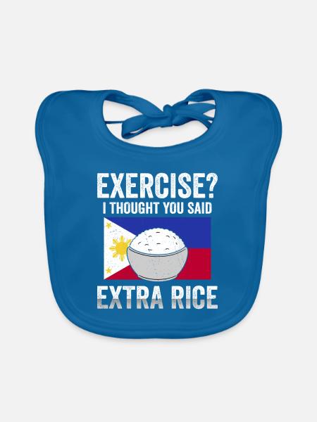 Funny Exercise Extra Rice Filipino Flag - Baby Bio-Lätzchen - Pfauenblau - Vorne