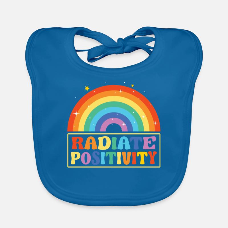 Rayonner de positivité - Bavoir bio Bébé - bleu paon