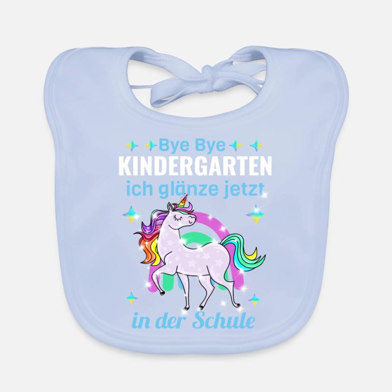 Bye Bye Kindergarten Glitzer Einhorn Einschulung Baby Bio-Lätzchen