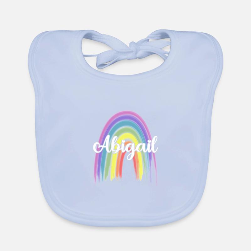 ABIGAIL Rainbow Cursive Organic Baby Bibs