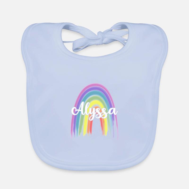ALYSSA Rainbow Cursive Organic Baby Bibs
