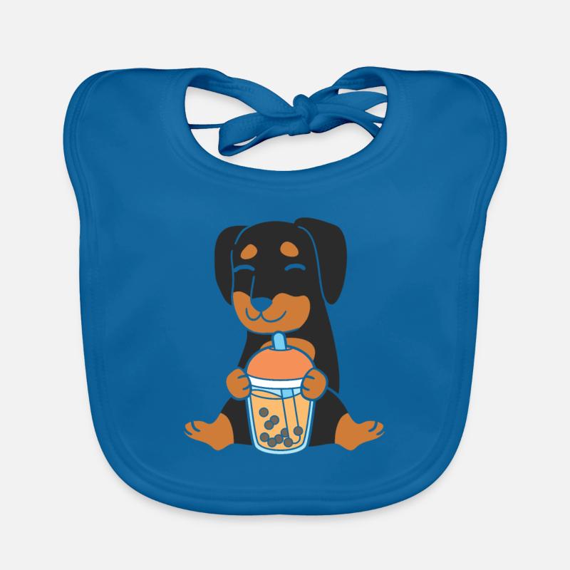 Bubble Milk Tea Dachshund drinks Boba milk tea Organic Baby Bibs