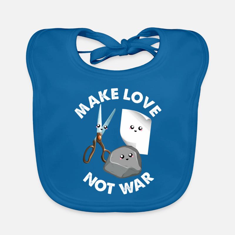 Make Love Not War Drôle de jeu de ciseaux en papier de roche Bavoir bio Bébé