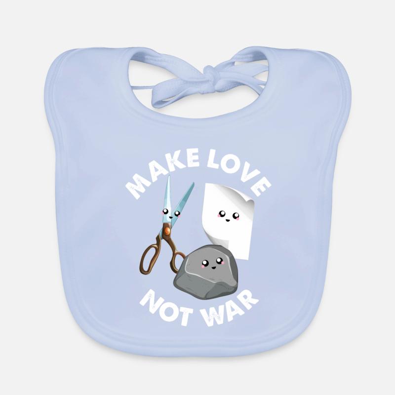 Make Love Not War Drôle de jeu de ciseaux en papier de roche Bavoir bio Bébé