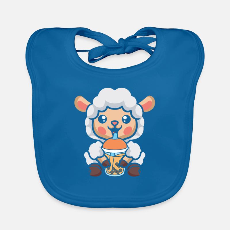 Bubble Tea Mouton - Bavoir bio Bébé - bleu paon