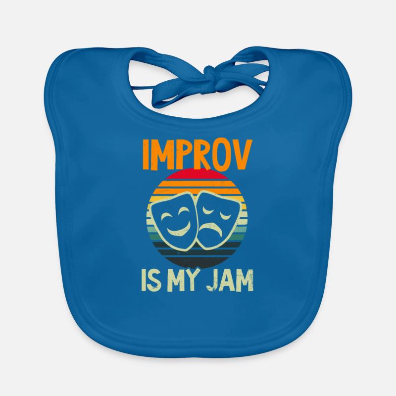 Improvisation Théâtre Vintage Improvisation - Bavoir bio Bébé - bleu paon