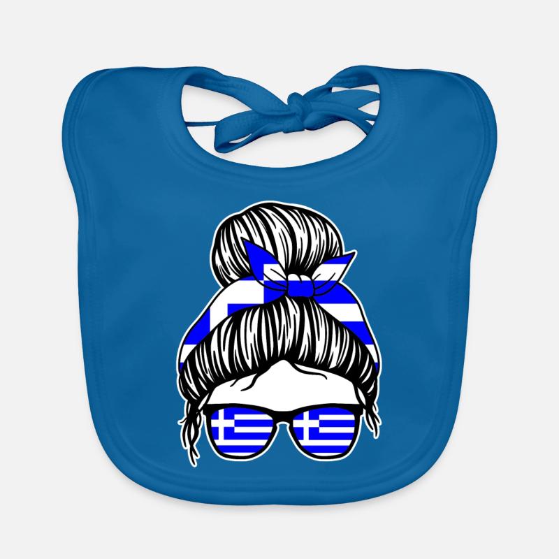 Grèce grecque Grèce - Bavoir bio Bébé - bleu paon