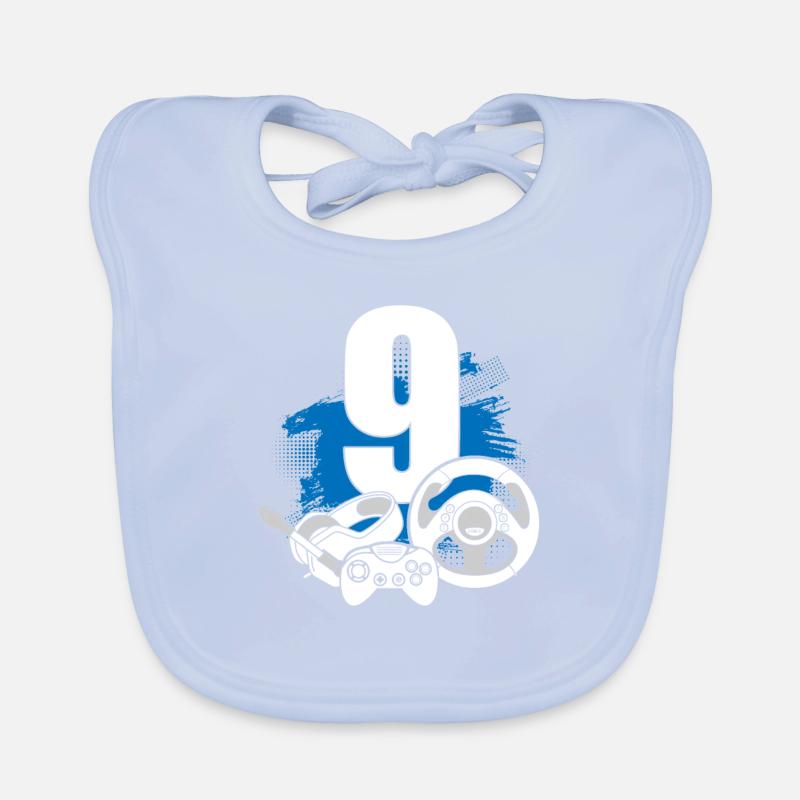 Gaming Controller 9 years old Gamer 9th birthday Organic Baby Bibs