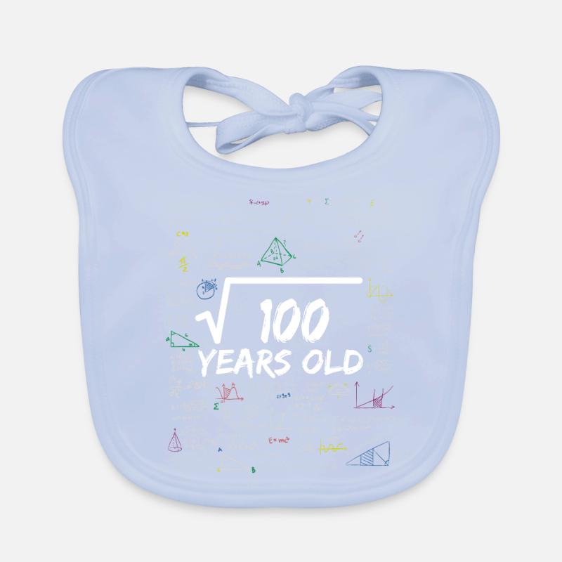 Square Root of 100 10TH Funny Math Birthday Organic Baby Bibs