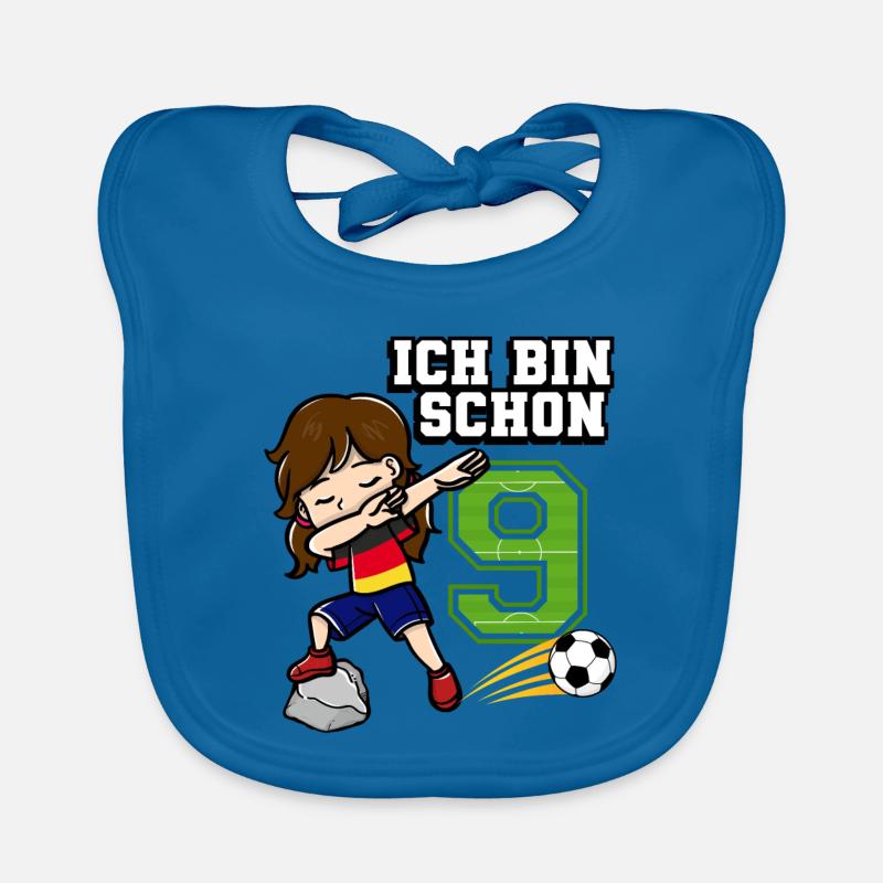Fußball Mädchen Ich bin schon 9 Geburtstag Baby Bio-Lätzchen