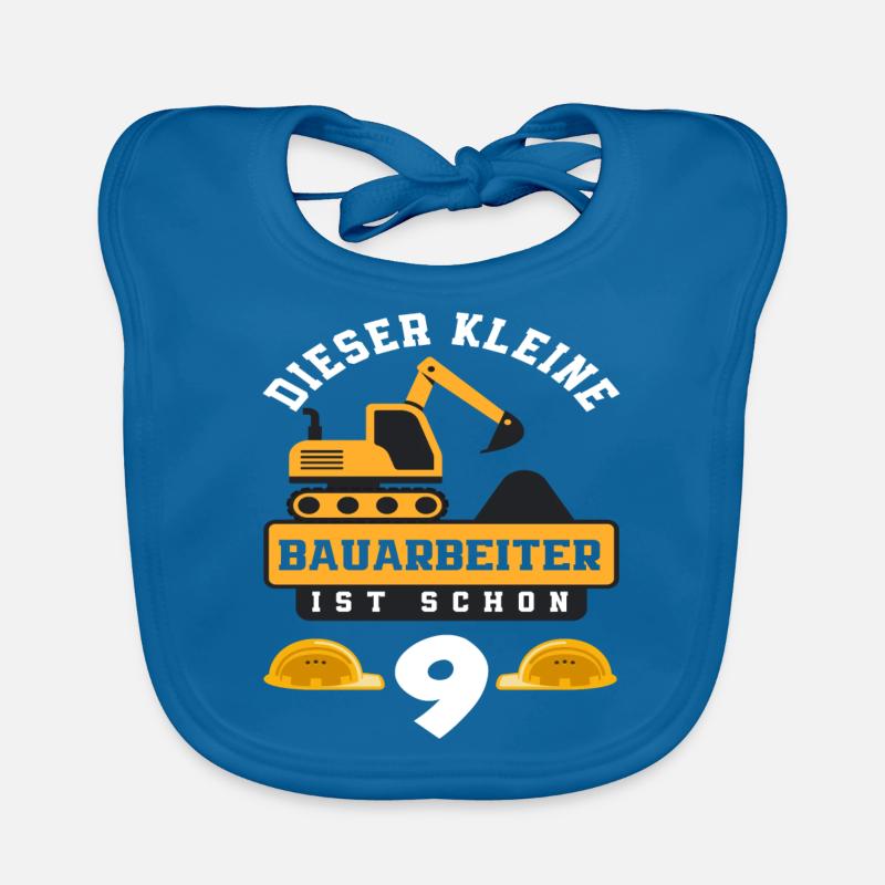 Construction Worker 9th Birthday Excavator Boys Gift Organic Baby Bibs