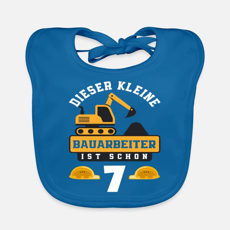 Construction Worker 7th Birthday Excavator Boys Gift Organic Baby Bibs