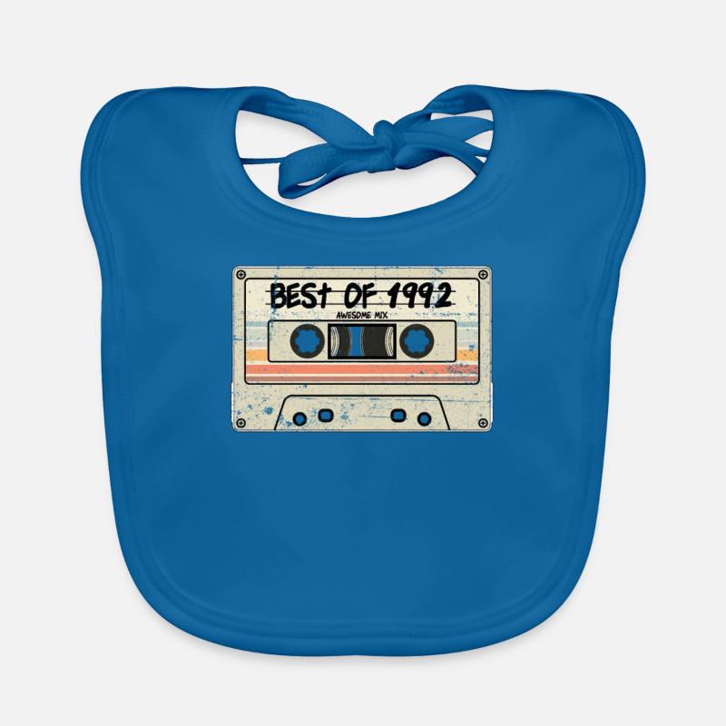 Le meilleur de 1992 Cassette Retro Tape - Bavoir bio Bébé - bleu paon