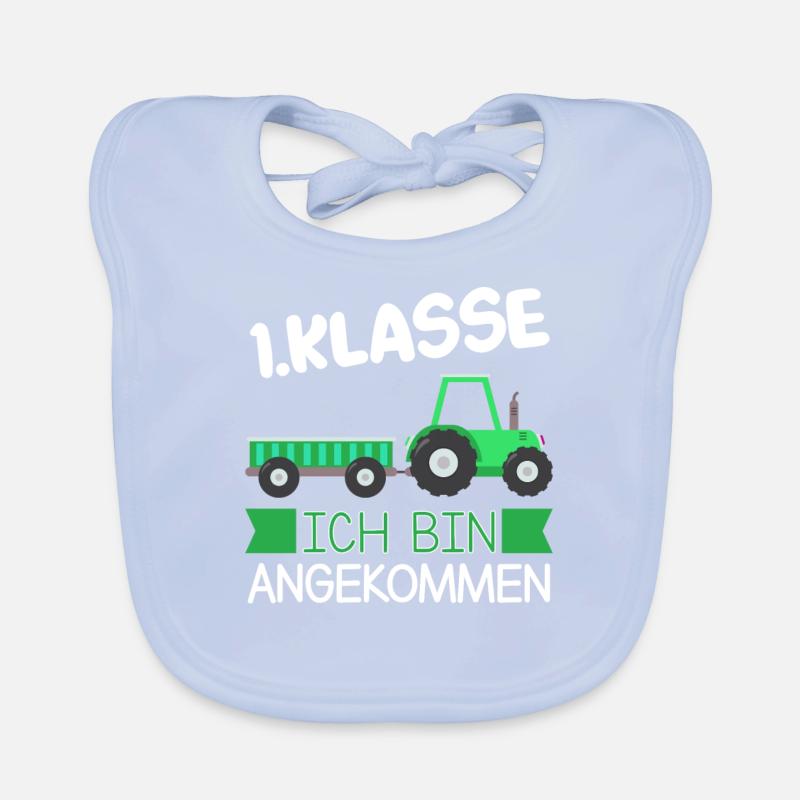 1.Klasse Traktor Schulanfänger Geschenk Baby Bio-Lätzchen